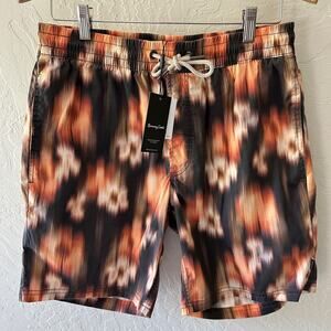 BARNEY COOLS | Mens Amphibious Swim Short $99 NEW Size 32 Floral Blur 8" Unlined